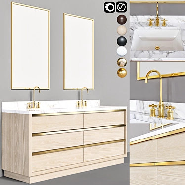 200cm Modern Bathroom Vanity Set 3D model image 1 