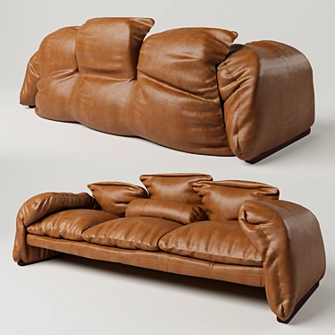 Stylish Maralunga Leather Sofa 3D model image 1 