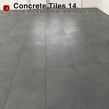 Premium Concrete Tiles - 14: High Quality Material & Textures 3D model image 1 