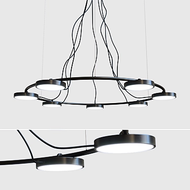 Black LED Ring Chandelier 3D model image 1 