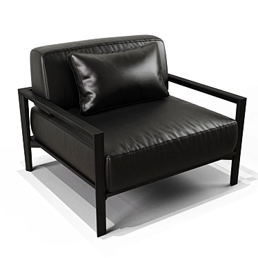 Luxury Leather Armchair with Armrests 3D model image 1 