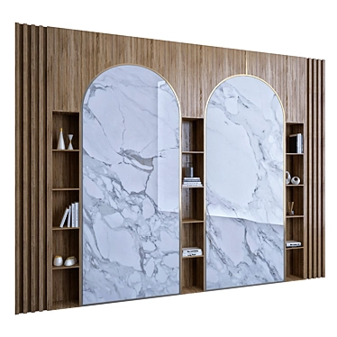 Wood Marble Shelf: Elegant and Versatile 3D model image 1 