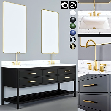 HUTTON Bathroom Furniture Set 3D model image 1 