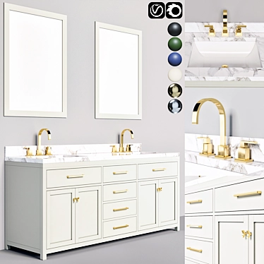 Contemporary HUTTON Bathroom Furniture Set 3D model image 1 