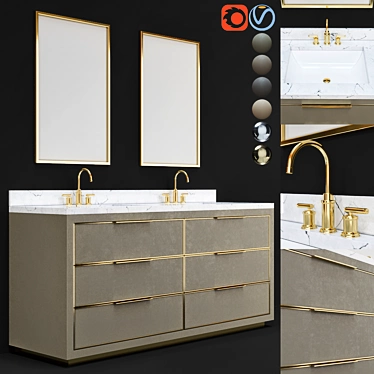 Luxury Shagreen Bathroom Furniture 3D model image 1 