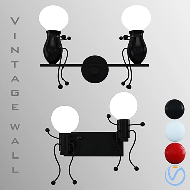 Vintage Humanoid Wall Light 3D model image 1 