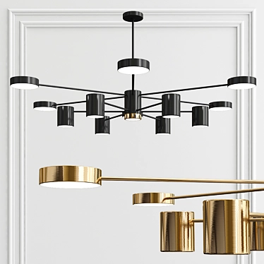 Modern 12-Light Sputnik Chandelier 3D model image 1 