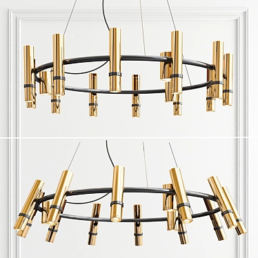 Modern React R Chandelier - Elegant Illumination 3D model image 1 