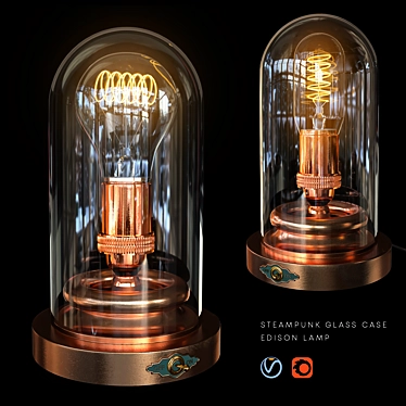 Steampunk Glass Dome - Edison Lamp 3D model image 1 