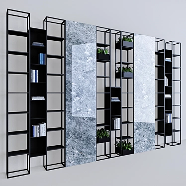 Sleek Metal & Marble Shelf 3D model image 1 