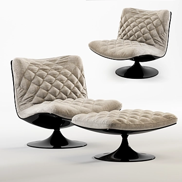 Elegant Velvet Armchair: 3D Model 3D model image 1 