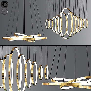 Modern Ring Ceiling Light Set 3D model image 1 