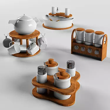 Modern Porcelain Kitchen Set 3D model image 1 