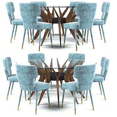 Elegant Dining Set with Chairs 3D model image 1 