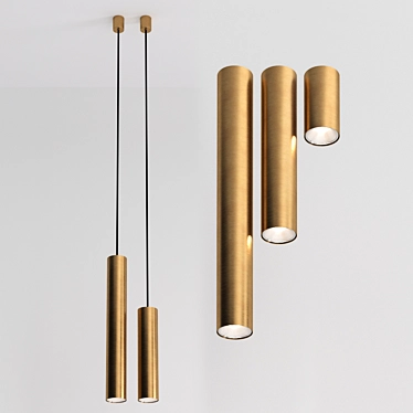 Sleek Brass Eye Pendant Light 3D model image 1 