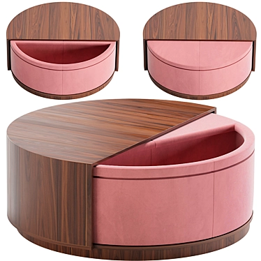 Arte Brotto Leonardo S98 Pouf: Stylish Storage Round Fabric Essential 3D model image 1 