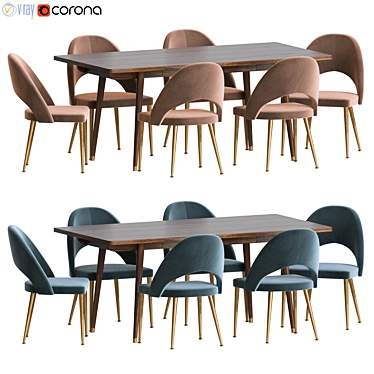 Modern Modrest Gloria Dining Set 3D model image 1 