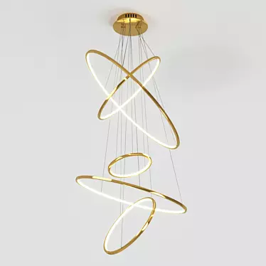 Golden Art-Deco Pendant Light 3D model image 1 