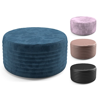 Luxury Leather Ottoman - Black, Brown, Blue, Pink | 32" Diameter, 15" Height 3D model image 1 