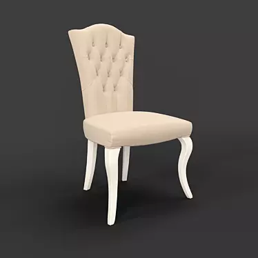 RIMINI Chair in White Gloss Lacquer and Beige Velvet 3D model image 1 