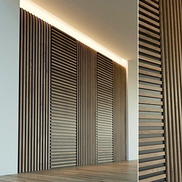 Wooden 3D Wall Panel: Decorative Elegance 3D model image 1 