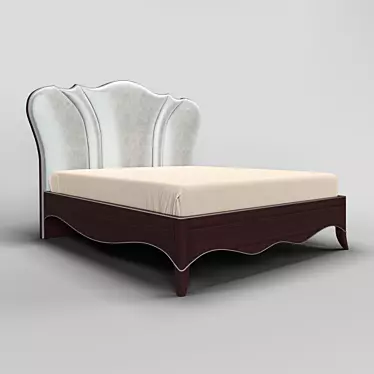 Classic Cherry Wood Bed with Silver Trim - Fratelli Barri RIMINI 3D model image 1 