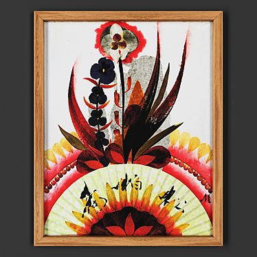 Frame m-2
 Layered Paper, Ink, Appliqué with Petals and Leaves  315x400mm 3D model image 1 