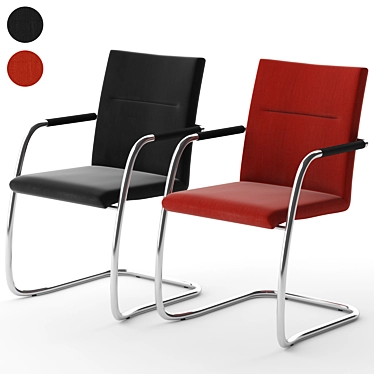 Elegant Fabric and Metal Seating 3D model image 1 