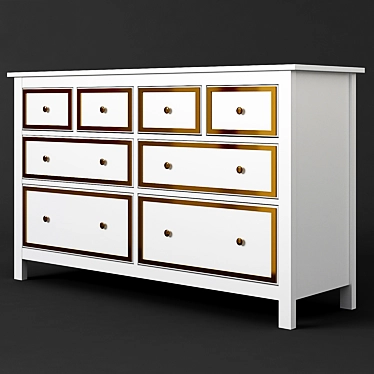 Hemnes White Drawer Dresser: Elegant Storage Solution 3D model image 1 