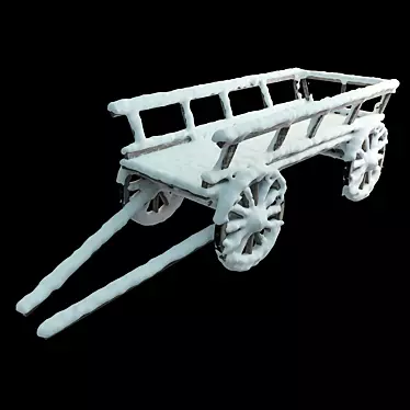 Title: Snow-Covered Wooden Cart 3D model image 1 
