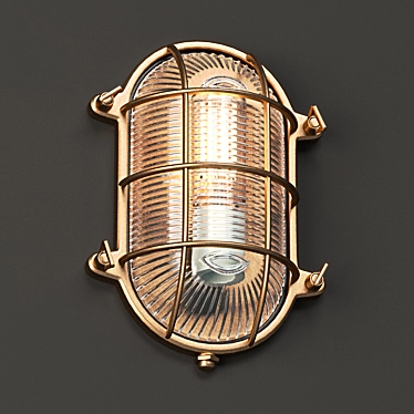 Vintage Brass Oval Bunker Light 3D model image 1 
