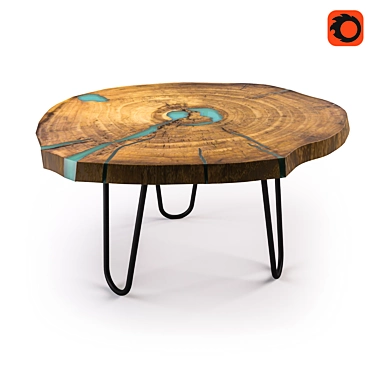 Rustic Wood Cafe Table 3D model image 1 