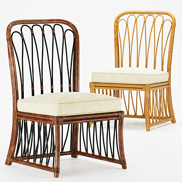 Sona Side Chair: Refined Rattan Elegance 3D model image 1 