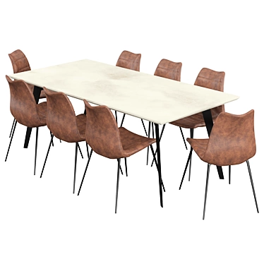 Elegant and Spacious 9pc Dining Set 3D model image 1 