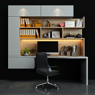 Modern Home Office Set 3D model image 1 