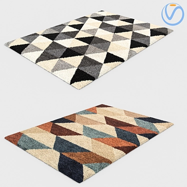 Modern Fur Carpets - 2pcs Set 3D model image 1 