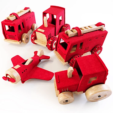 Woolkin Playset: Tractors, Fire Trucks, and Plane 3D model image 1 