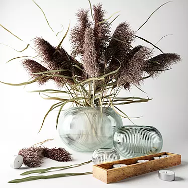Elegant Dry Grass Bouquet 3D model image 1 