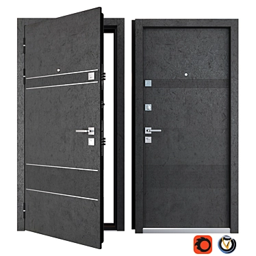 Louna Metal Entrance Door: Stylish and Secure 3D model image 1 