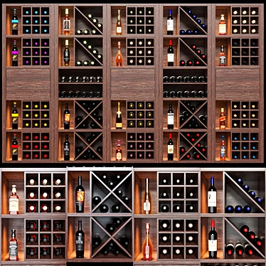 Elegant Wine Shelv: Merlot, Cabernet, Whiskey 3D model image 1 