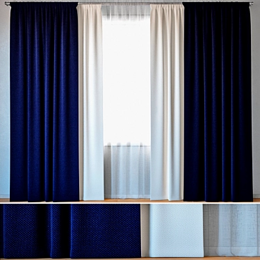 Elegant Tulle Curtains - ROHI Credo 3D model image 1 