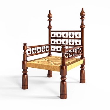 Moroccan Throne Armchair - Vintage Elegance 3D model image 1 