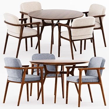 Modern Elegance: REN Dining Table & Zio Chair 3D model image 1 