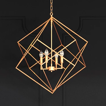 Modern Metal and Glass Pendant Light - Matrix 700mm Diameter, 1380mm Height 3D model image 1 