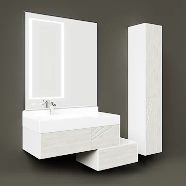Aquaton Sakura 100 - Elegant Bathroom Furniture Set 3D model image 1 