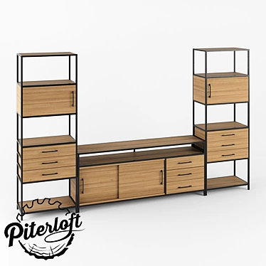 Rustic Loft Reiner Wall Unit 3D model image 1 