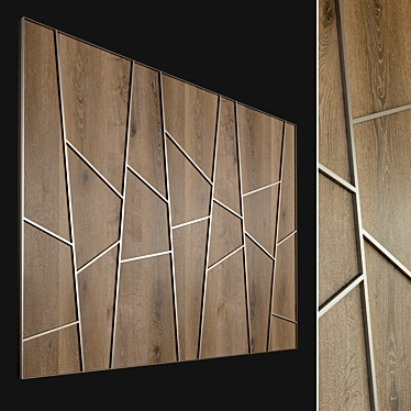 Elegant Wood Wall Panel 3D model image 1 