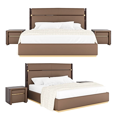 Eclipse Leather Double Bed 3D model image 1 