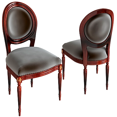 Elegant Louis XVI Emerald Chairs 3D model image 1 