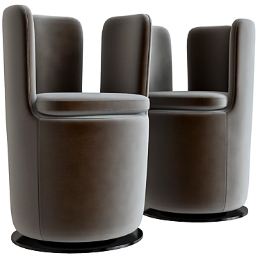 Swivel Fabric Armchair with Armrests 3D model image 1 